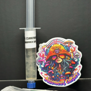 Golden Teacher mushroom research syringe